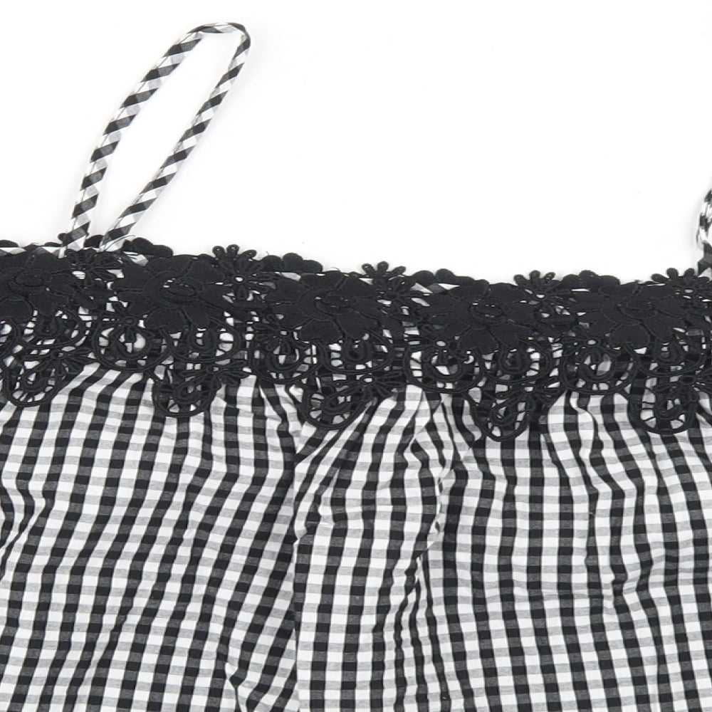 Womens UK Size 8 New Look Black Cropped Blouse