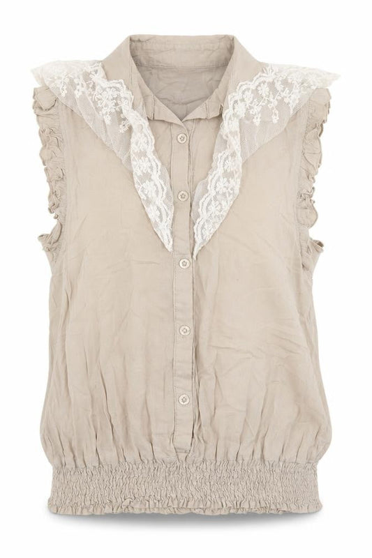 Womens UK Size M Apricot Beige Basic Blouse