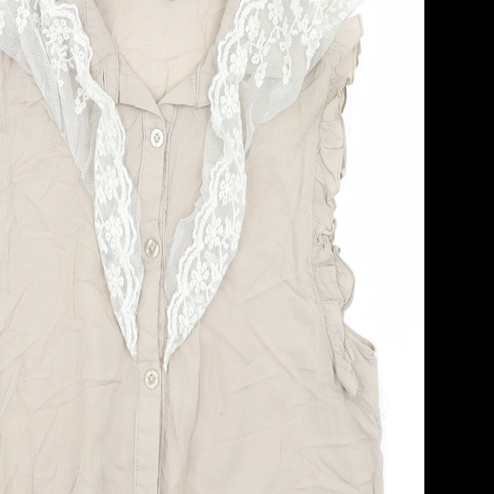 Womens UK Size M Apricot Beige Basic Blouse