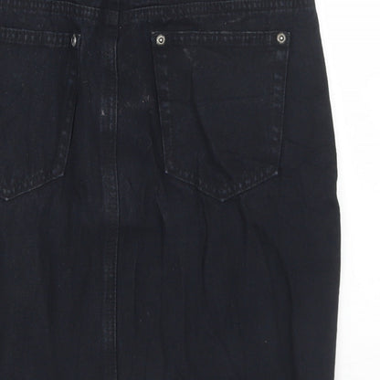 C&J Cosmic Womens Black  Cotton Straight & Pencil Skirt Size 8   Button - Distressed