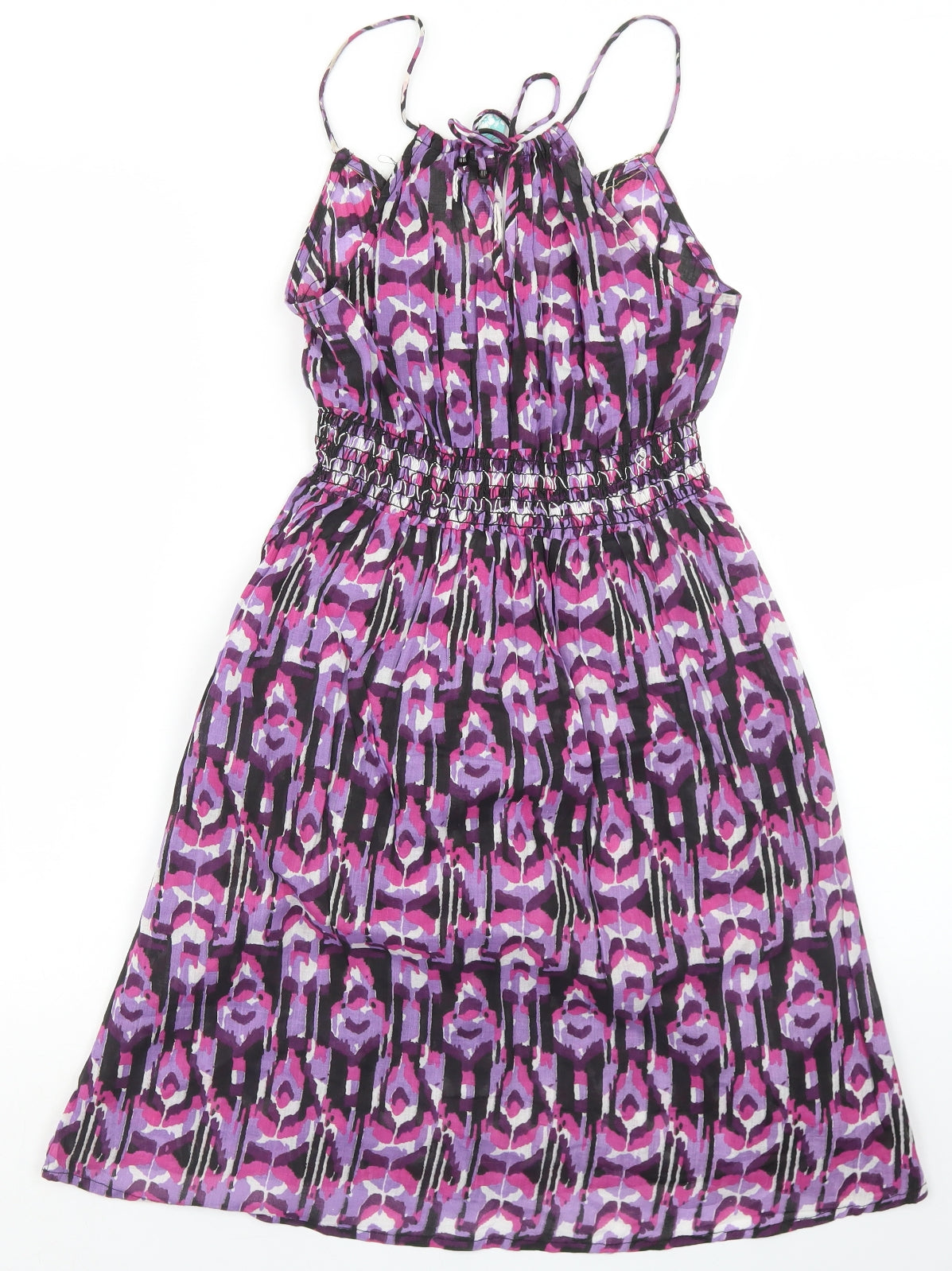 Ocean Club Womens Purple Animal Print Cotton Skater Dress  Size 8  Round Neck