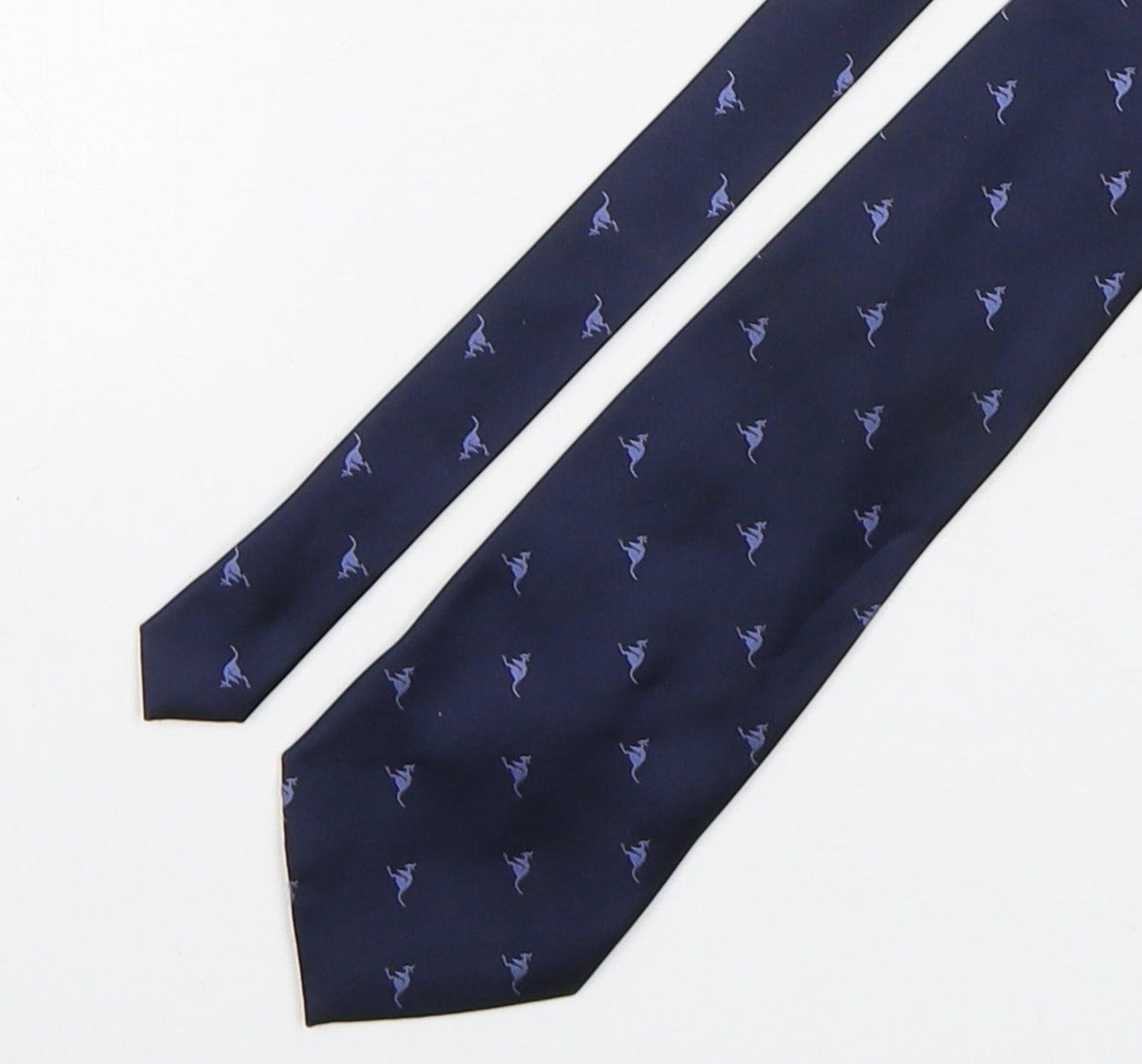 Titta Paco Mens Blue Geometric Silk Pointed Tie One Size - Kangaroo Print