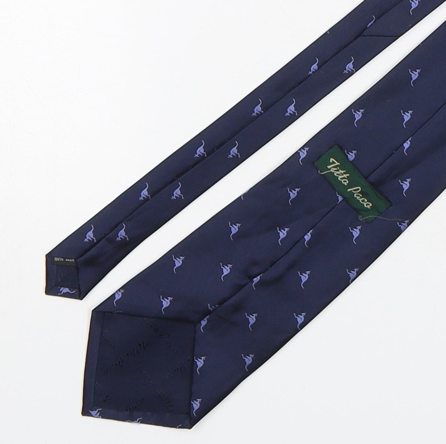Titta Paco Mens Blue Geometric Silk Pointed Tie One Size - Kangaroo Print