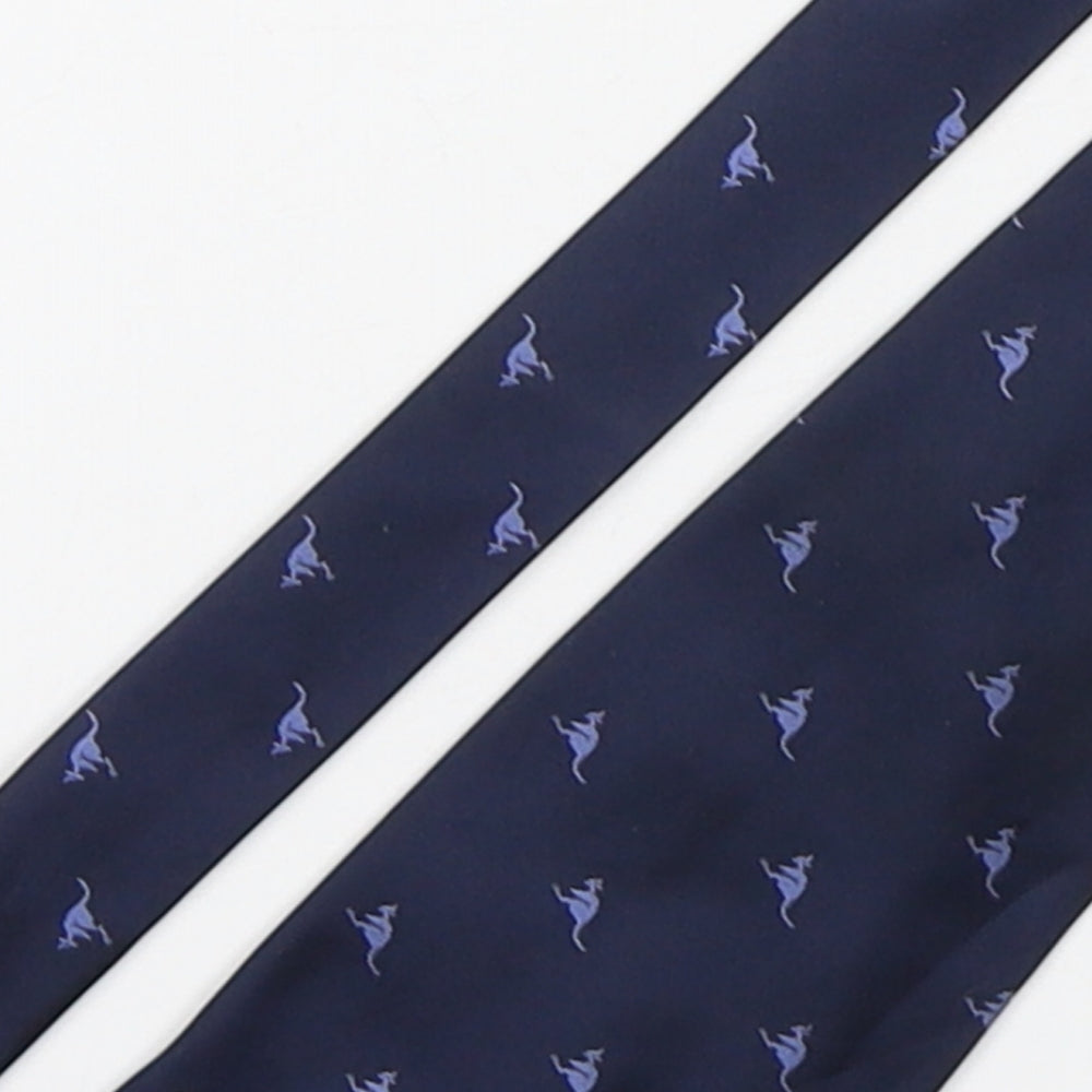 Titta Paco Mens Blue Geometric Silk Pointed Tie One Size - Kangaroo Print