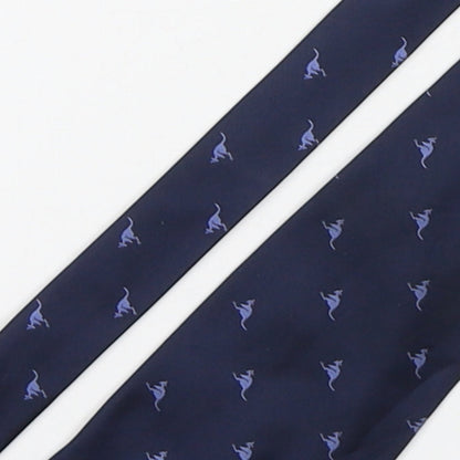 Titta Paco Mens Blue Geometric Silk Pointed Tie One Size - Kangaroo Print