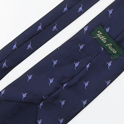 Titta Paco Mens Blue Geometric Silk Pointed Tie One Size - Kangaroo Print