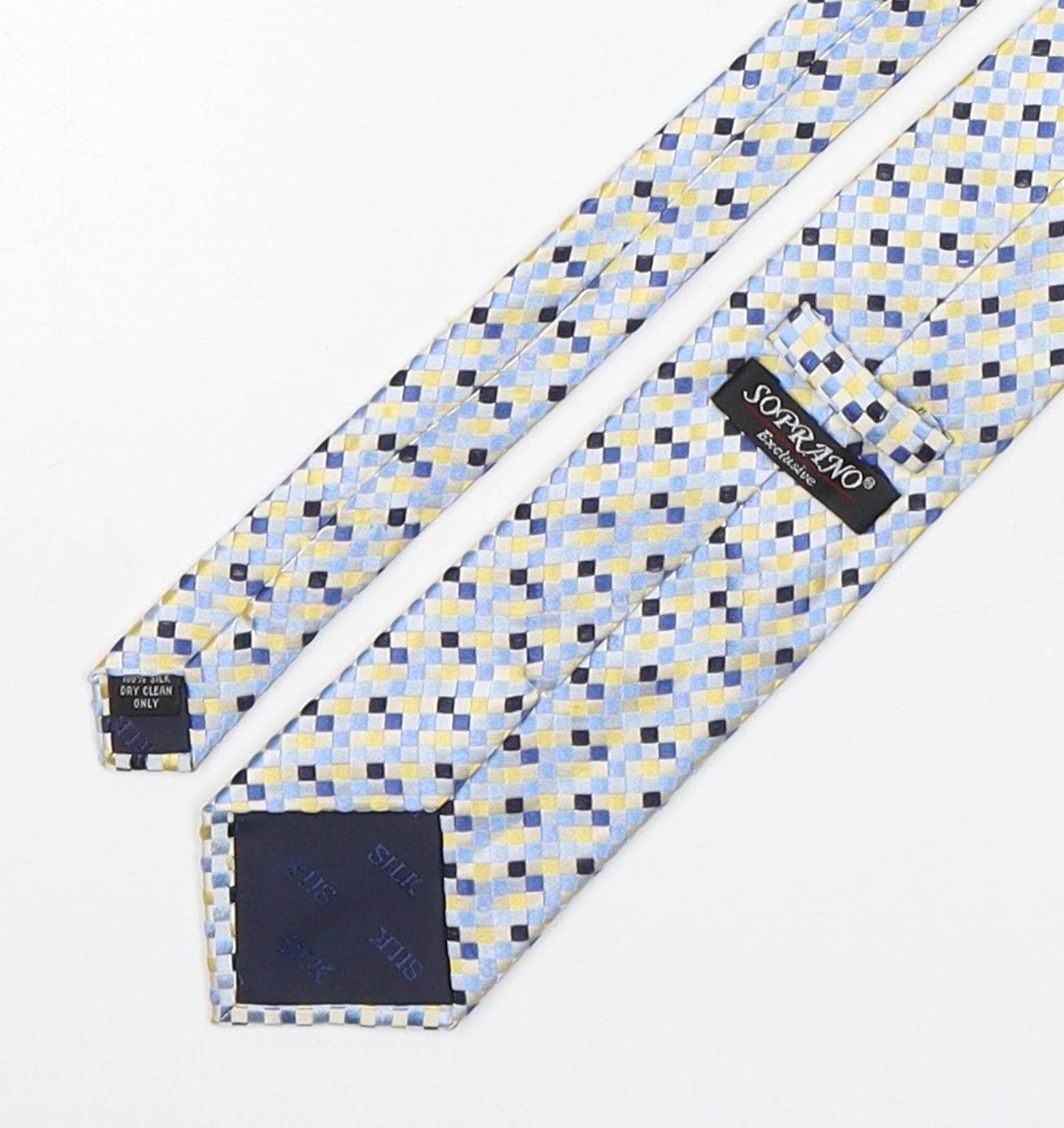 Soprano Mens Multicoloured Geometric Silk Pointed Tie One Size