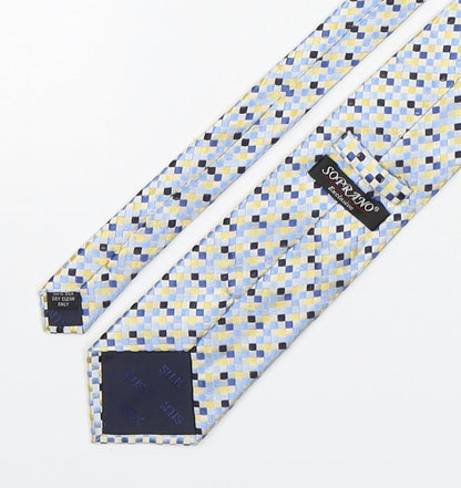 Soprano Mens Multicoloured Geometric Silk Pointed Tie One Size