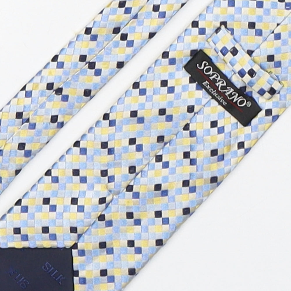 Soprano Mens Multicoloured Geometric Silk Pointed Tie One Size
