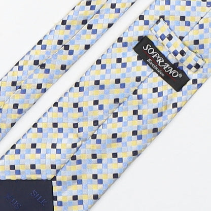 Soprano Mens Multicoloured Geometric Silk Pointed Tie One Size
