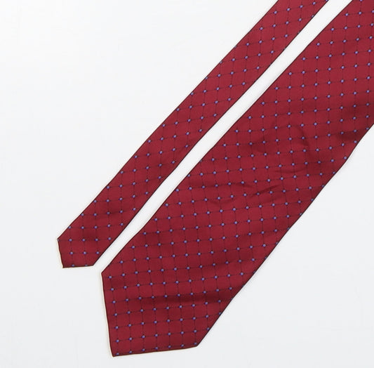 Osborne Mens Red Geometric Silk Pointed Tie One Size
