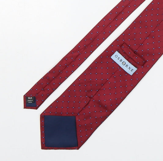 Osborne Mens Red Geometric Silk Pointed Tie One Size