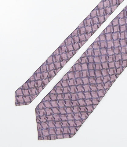 Woodstock  Mens Pink Plaids & Checks Silk Pointed Tie One Size
