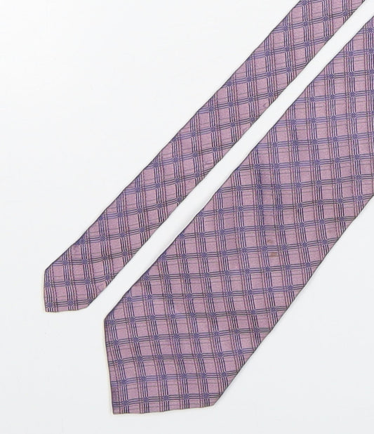 Woodstock  Mens Pink Plaids & Checks Silk Pointed Tie One Size