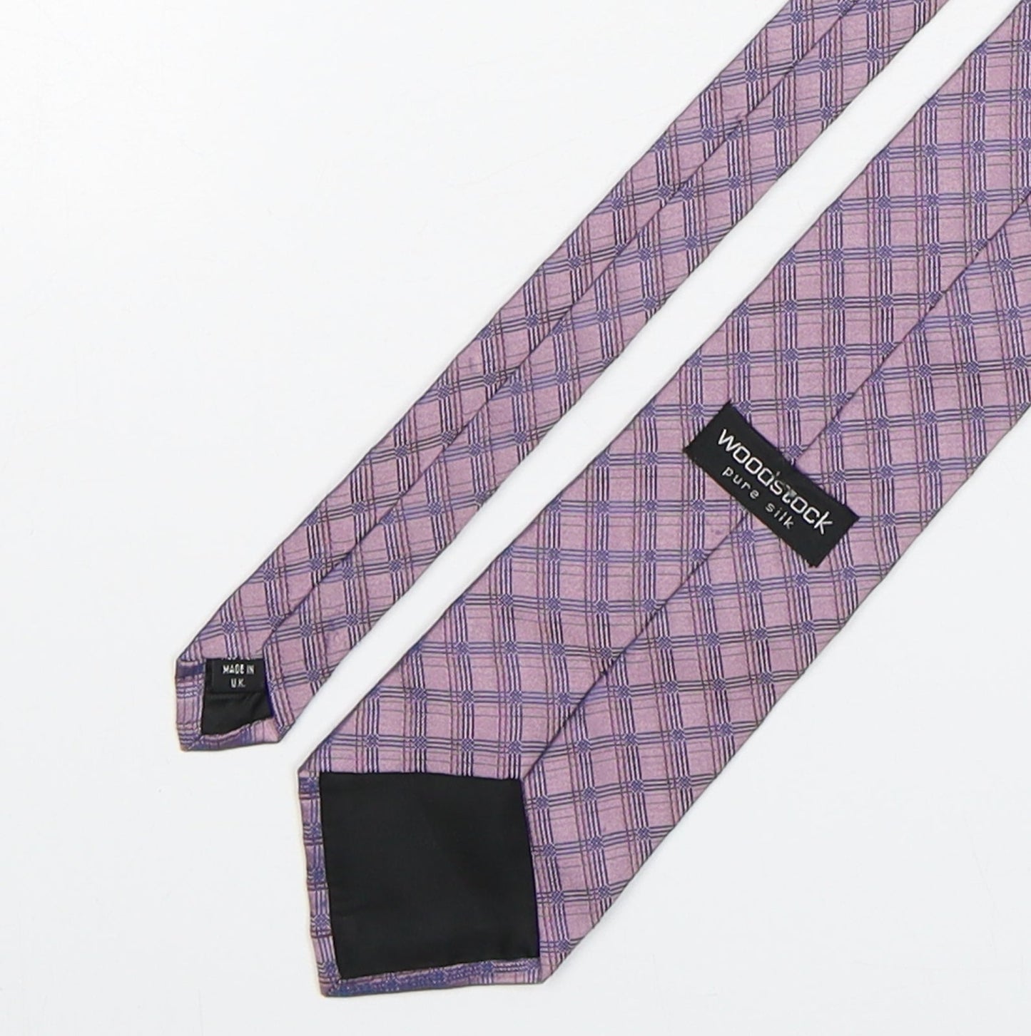 Woodstock  Mens Pink Plaids & Checks Silk Pointed Tie One Size