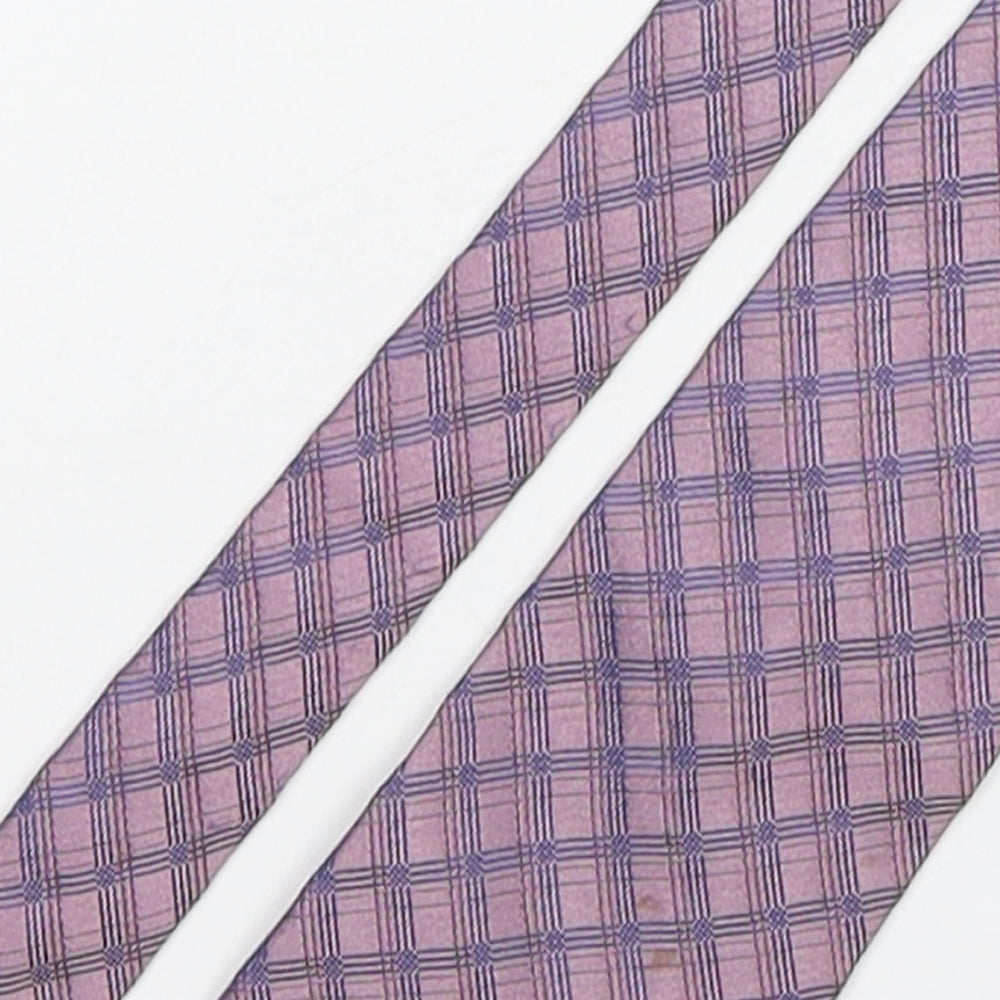 Woodstock  Mens Pink Plaids & Checks Silk Pointed Tie One Size