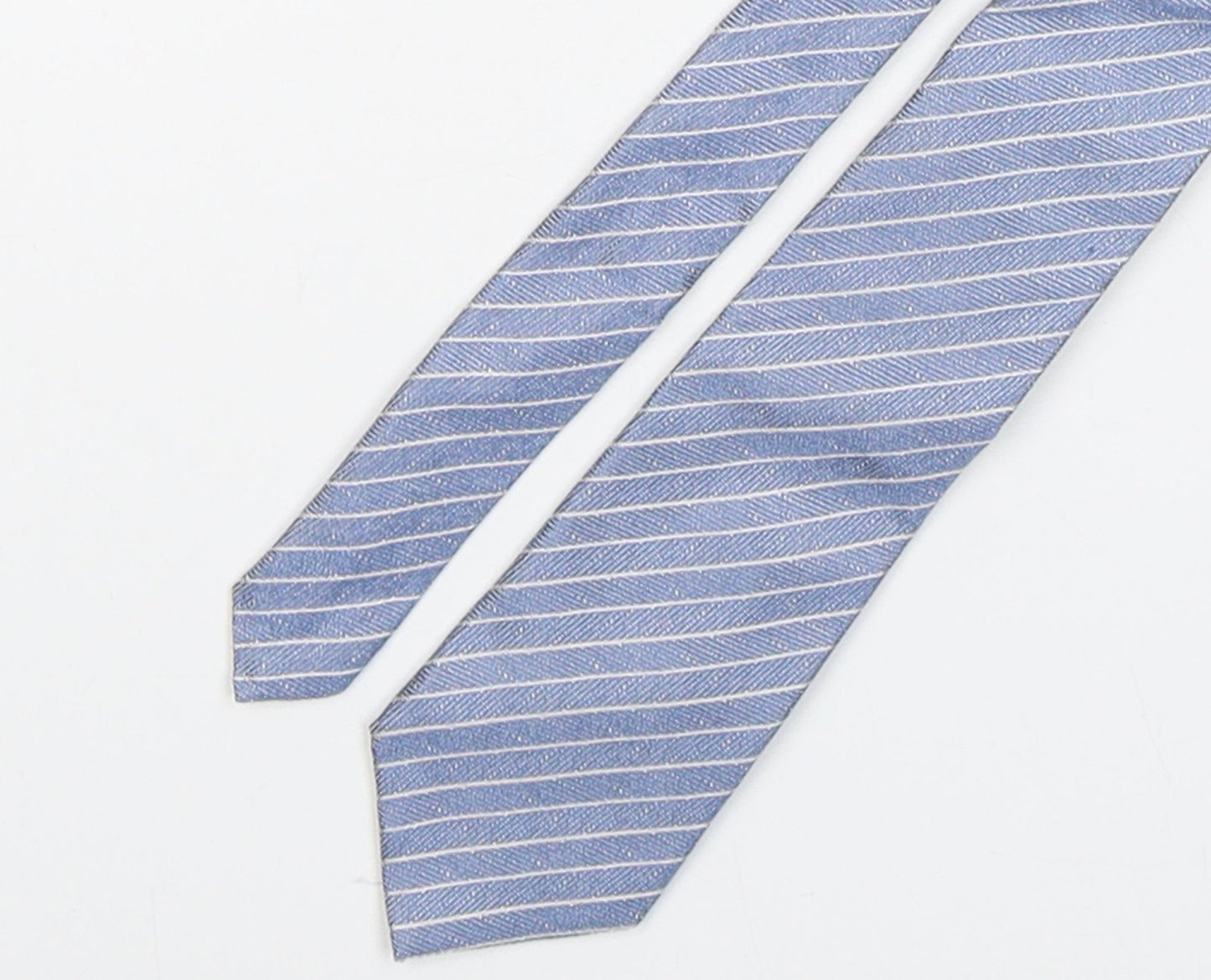 Marks and Spencer Mens Blue Striped Silk Pointed Tie One Size