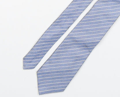 Marks and Spencer Mens Blue Striped Silk Pointed Tie One Size