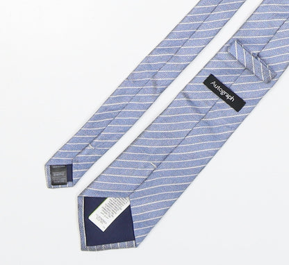 Marks and Spencer Mens Blue Striped Silk Pointed Tie One Size