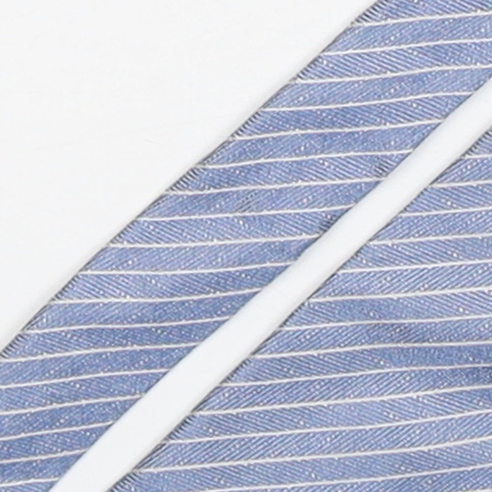 Marks and Spencer Mens Blue Striped Silk Pointed Tie One Size