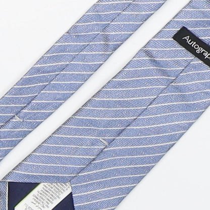 Marks and Spencer Mens Blue Striped Silk Pointed Tie One Size