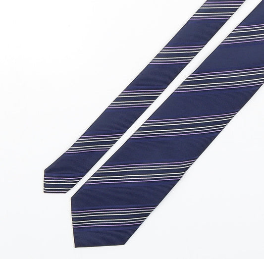 Michelsons Mens Purple Striped Polyester Pointed Tie One Size