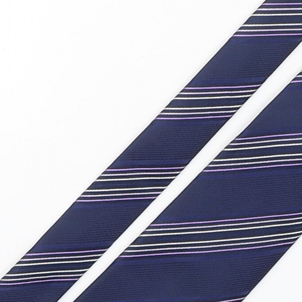 Michelsons Mens Purple Striped Polyester Pointed Tie One Size