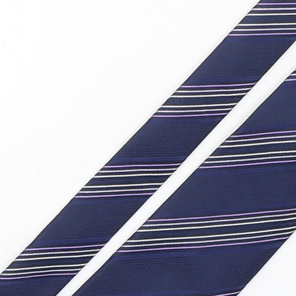 Michelsons Mens Purple Striped Polyester Pointed Tie One Size