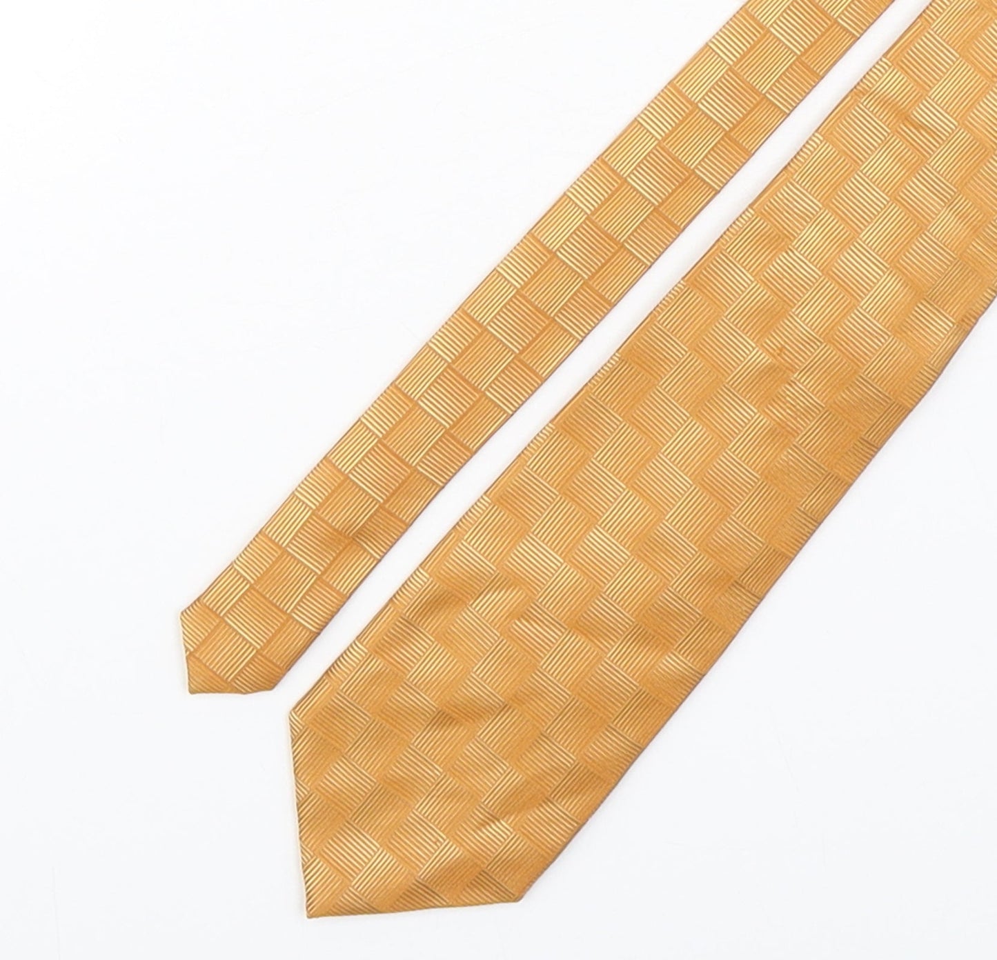 Michaelis Mens Gold Plaids & Checks Silk Pointed Tie One Size