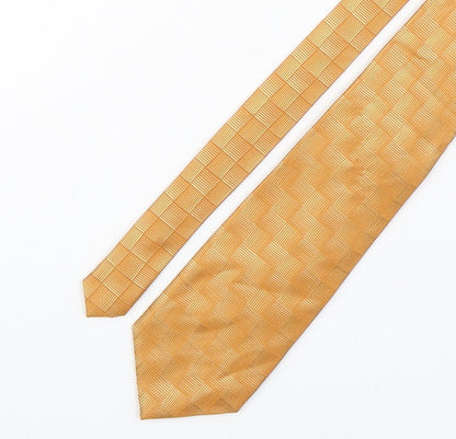 Michaelis Mens Gold Plaids & Checks Silk Pointed Tie One Size