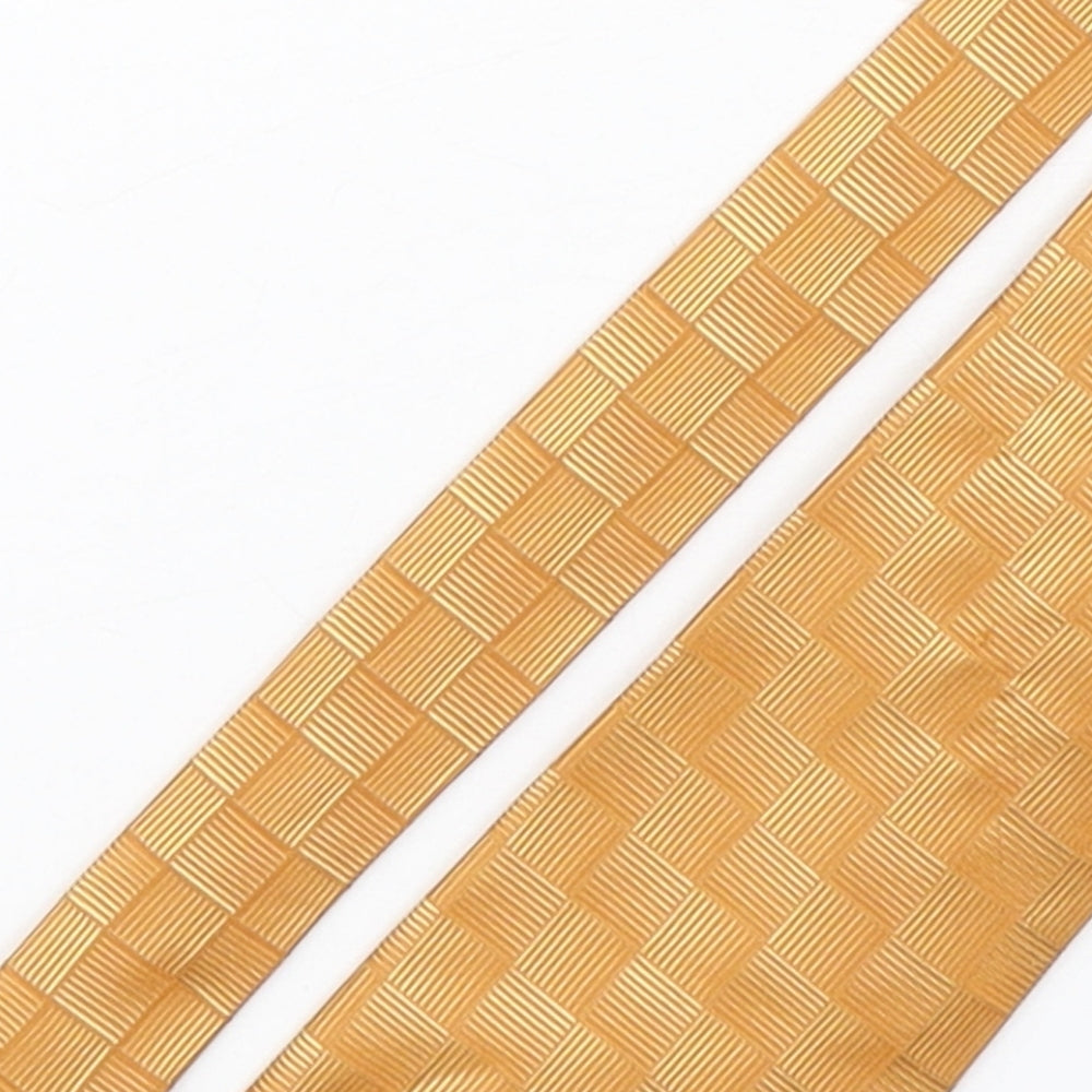 Michaelis Mens Gold Plaids & Checks Silk Pointed Tie One Size