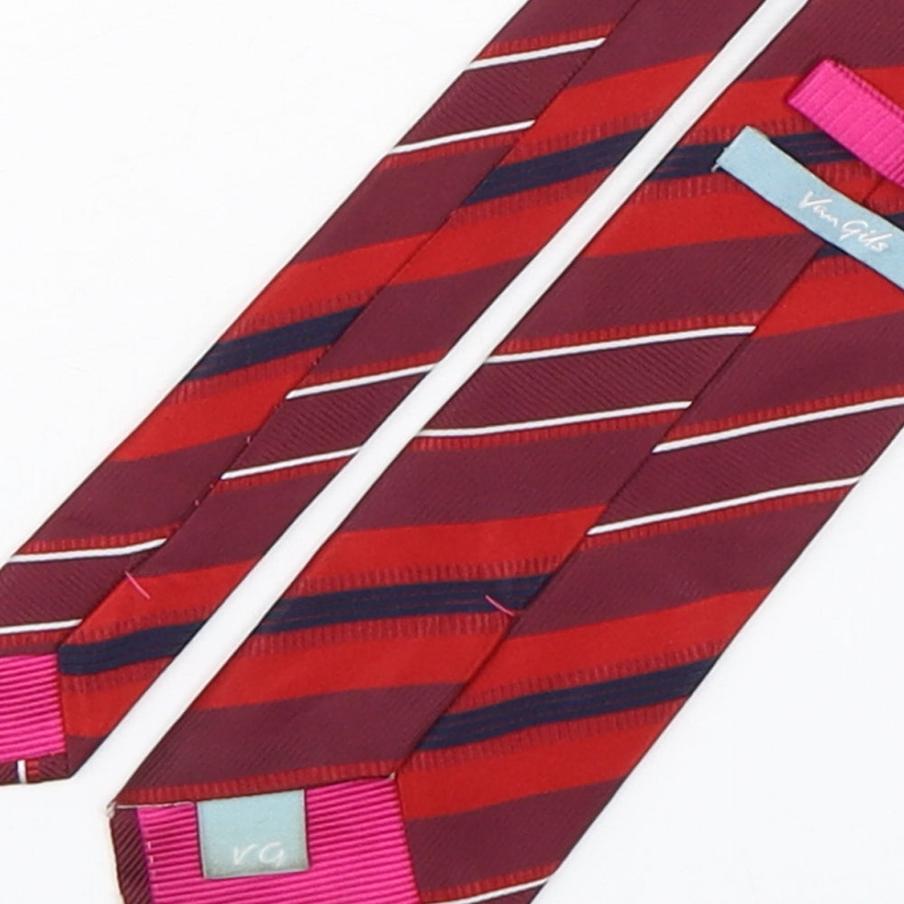 Van Girls Mens Red Striped Silk Pointed Tie One Size