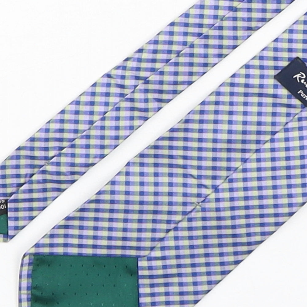 ruterford Mens Multicoloured Plaids & Checks Silk Pointed Tie One Size