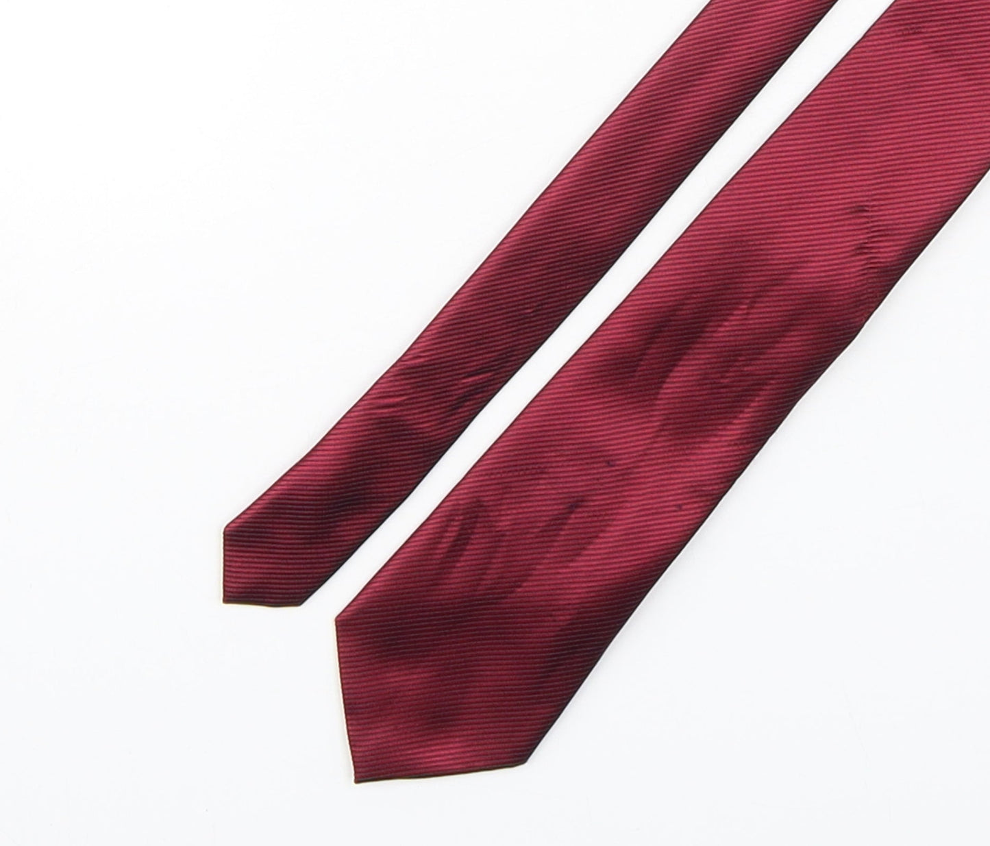 Marks and Spencer Mens Red Striped Polyester Pointed Tie One Size