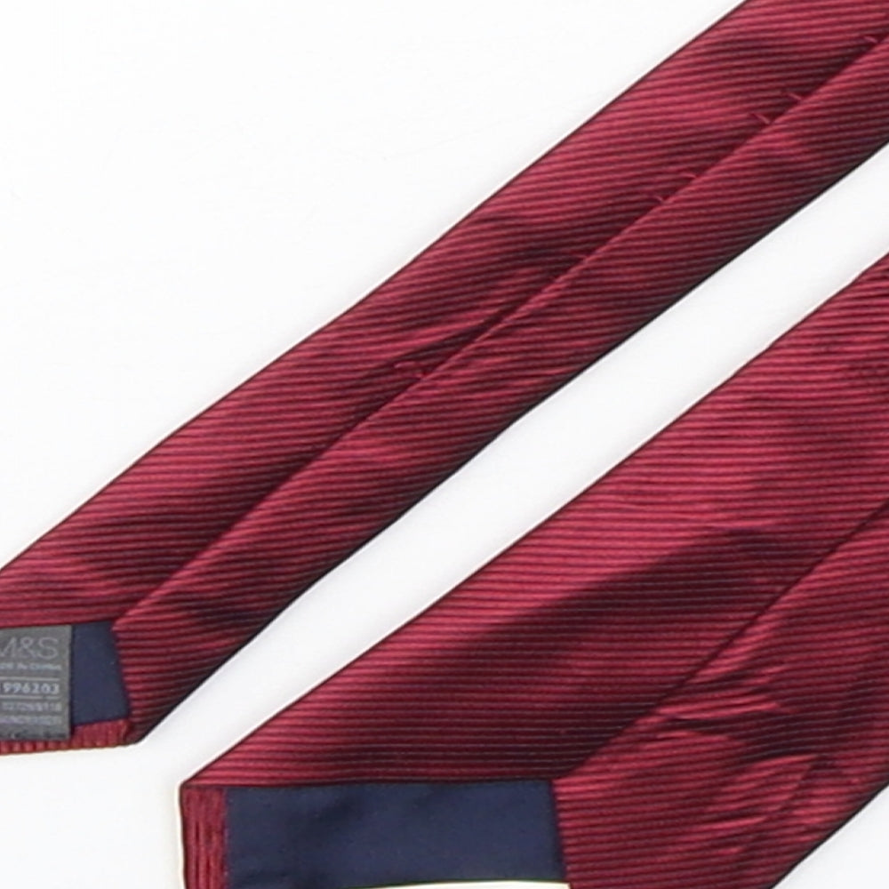 Marks and Spencer Mens Red Striped Polyester Pointed Tie One Size