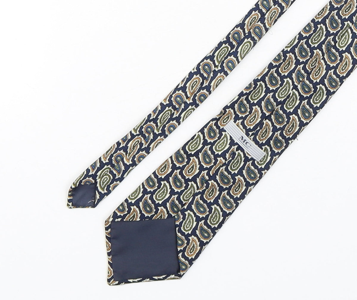 Back view of MC men’s multicoloured paisley polyester pointed tie one size