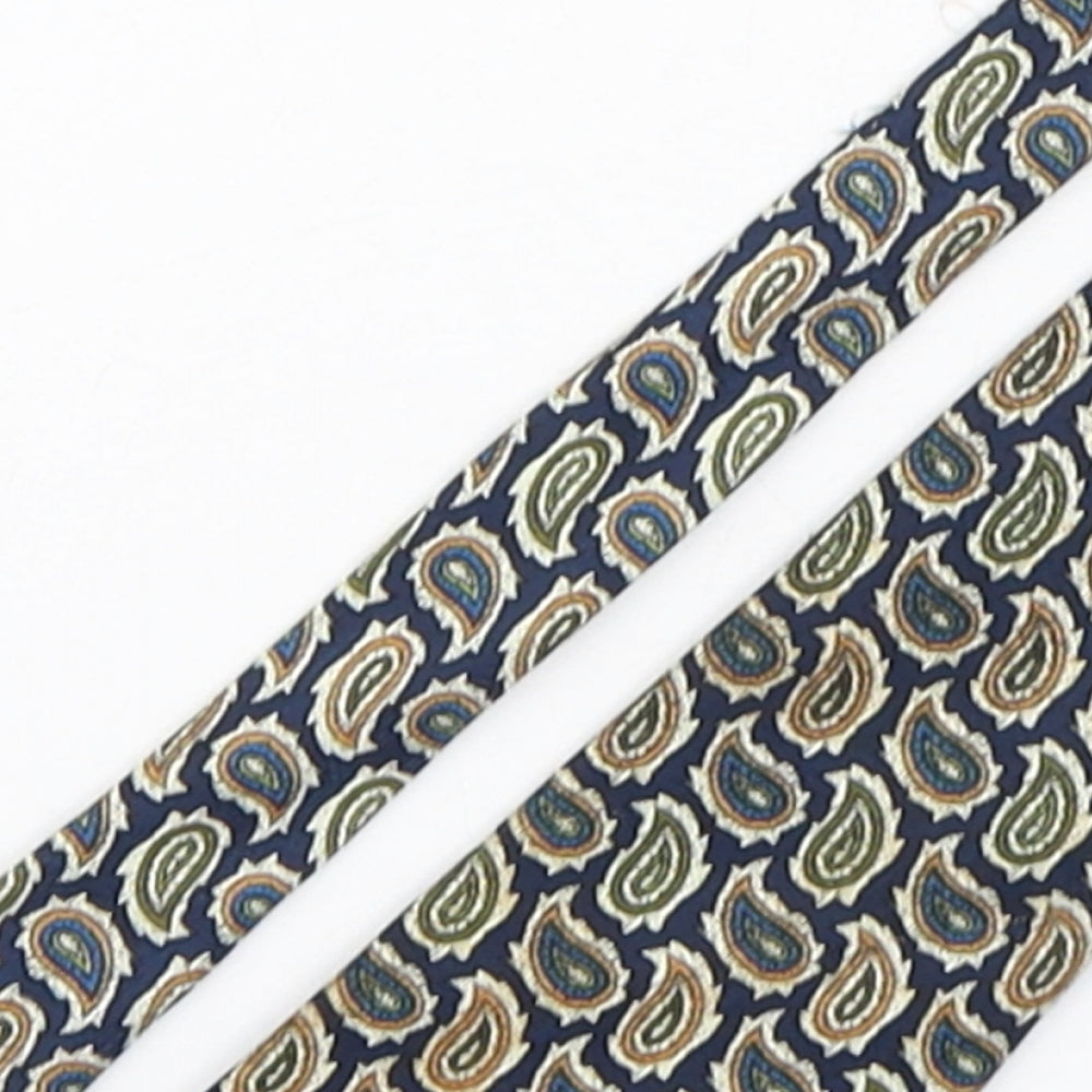 Close-up detail of MC men’s multicoloured paisley polyester pointed tie one size
