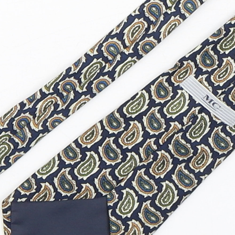 Brand and care label for MC men’s multicoloured paisley polyester pointed tie one size
