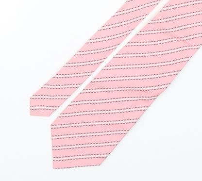 carnaval de venise Mens Pink Striped Silk Pointed Tie One Size