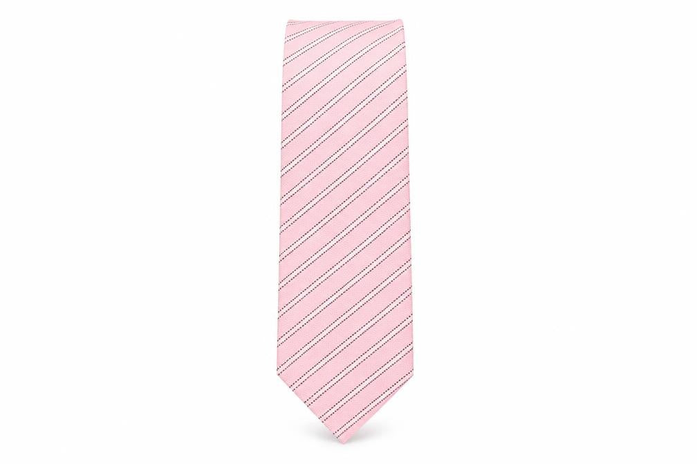 Front view of carnaval de venise men’s pink striped silk pointed tie one size