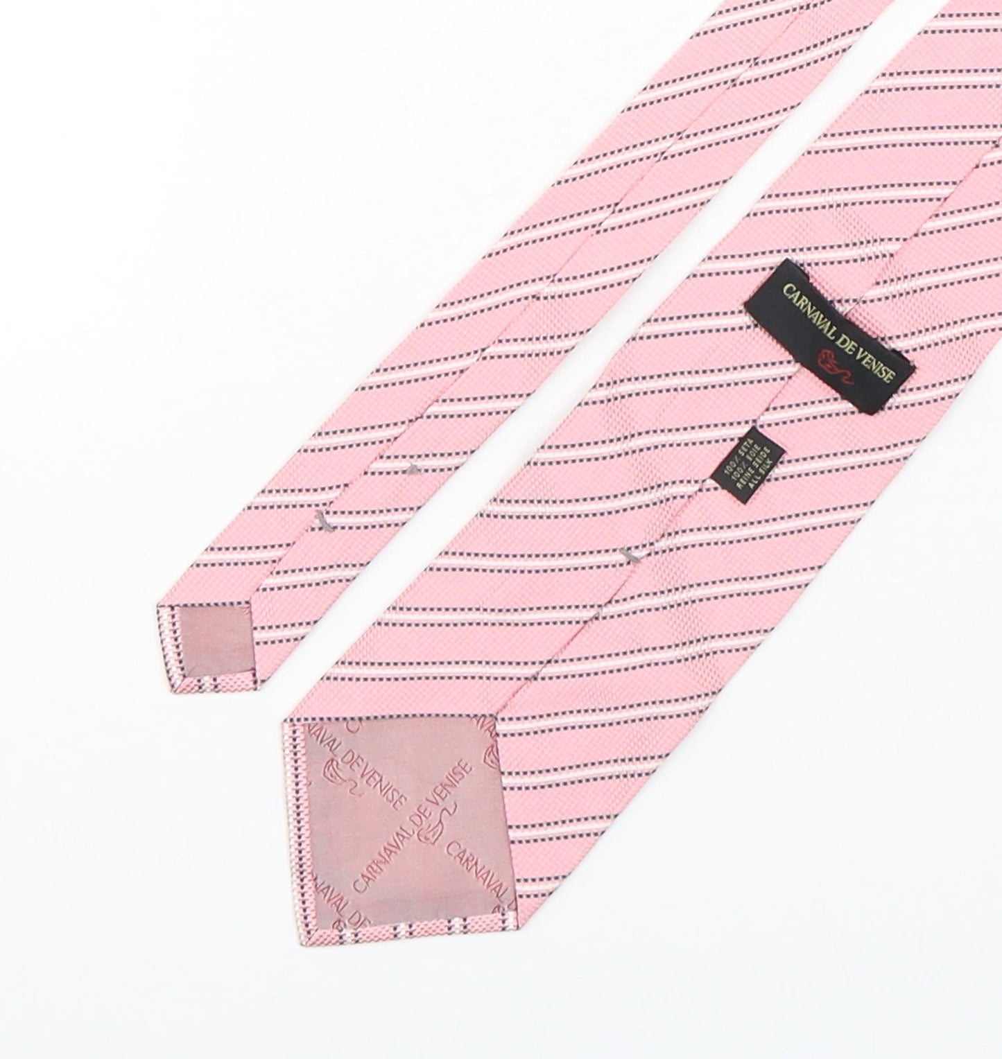 carnaval de venise Mens Pink Striped Silk Pointed Tie One Size