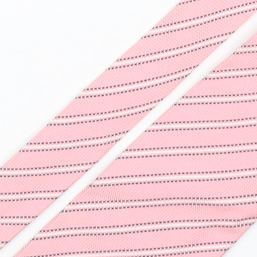 carnaval de venise Mens Pink Striped Silk Pointed Tie One Size