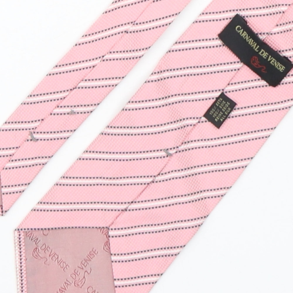 carnaval de venise Mens Pink Striped Silk Pointed Tie One Size