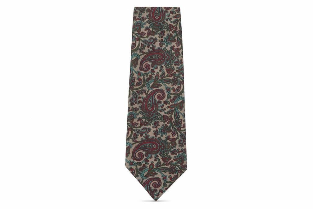 Front view of Carpini men’s multicoloured paisley silk pointed tie one size