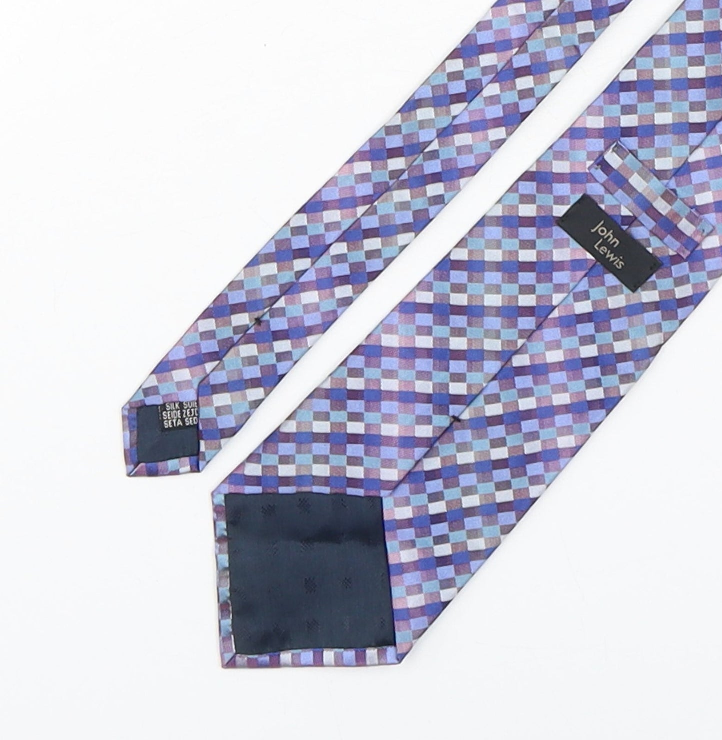 John Lewis  Mens Multicoloured Plaids & Checks Silk Pointed Tie One Size