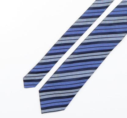 Marks and Spencer Mens Blue Striped Silk Pointed Tie One Size