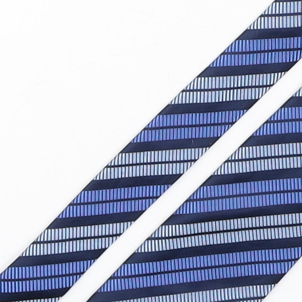 Marks and Spencer Mens Blue Striped Silk Pointed Tie One Size