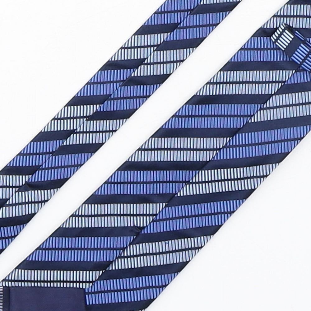 Marks and Spencer Mens Blue Striped Silk Pointed Tie One Size