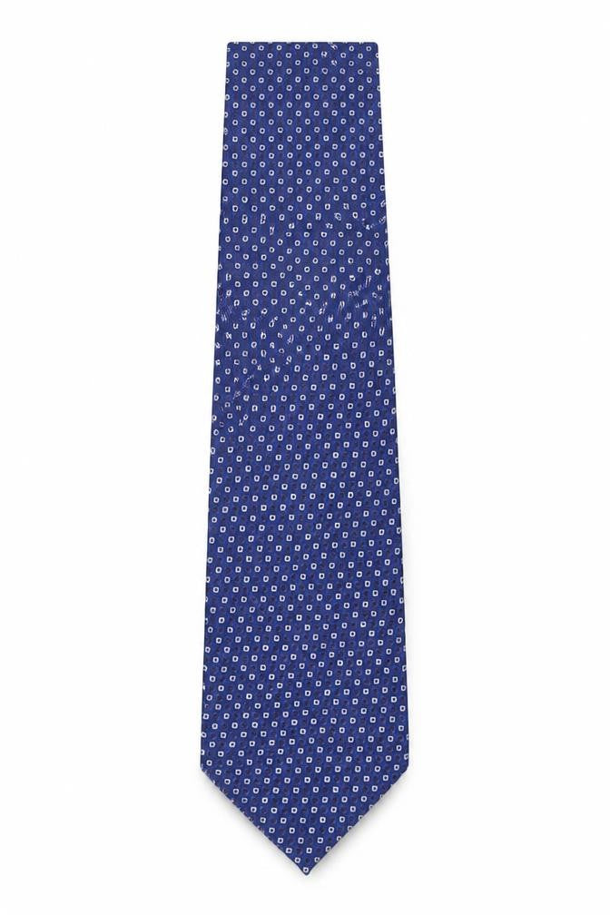 Front view of Enzo Castellano men’s blue geometric silk pointed tie one size