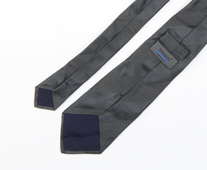 Back view of Messori men’s grey striped polyester pointed tie one size